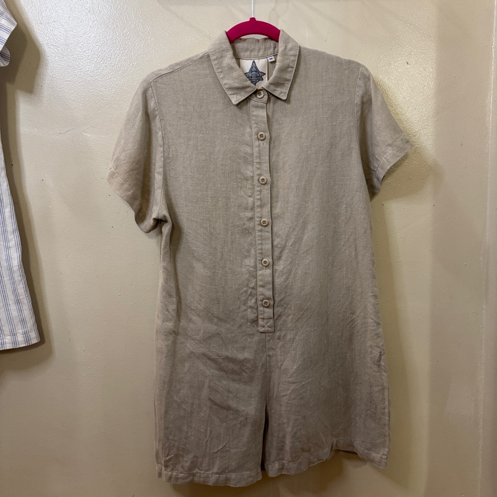 Jungmaven Stillwater Romper 100% Hemp Size Medium, Color: Canvas/Khaki